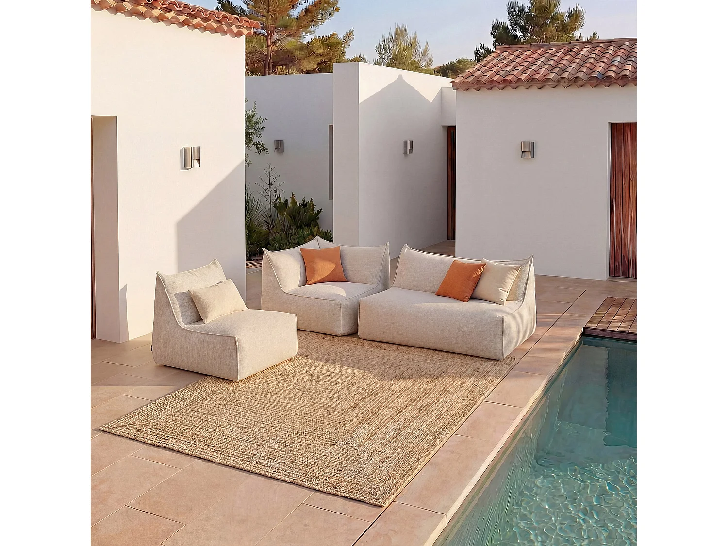 Habitat - Fauteuil de jardin en tissu déperlant - Crème - Terzo