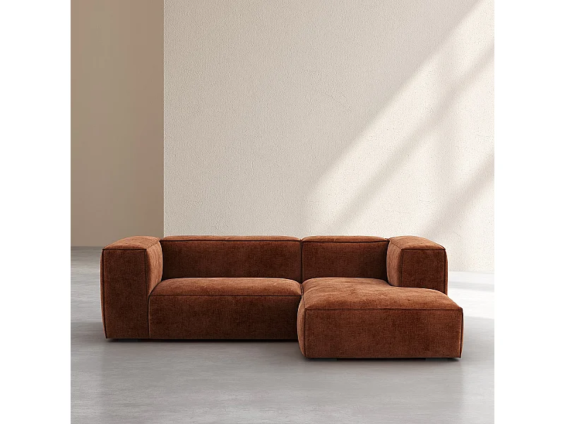 Habitat - Canapé d'angle droit en tissu Kumal - Terracotta - Edwin
