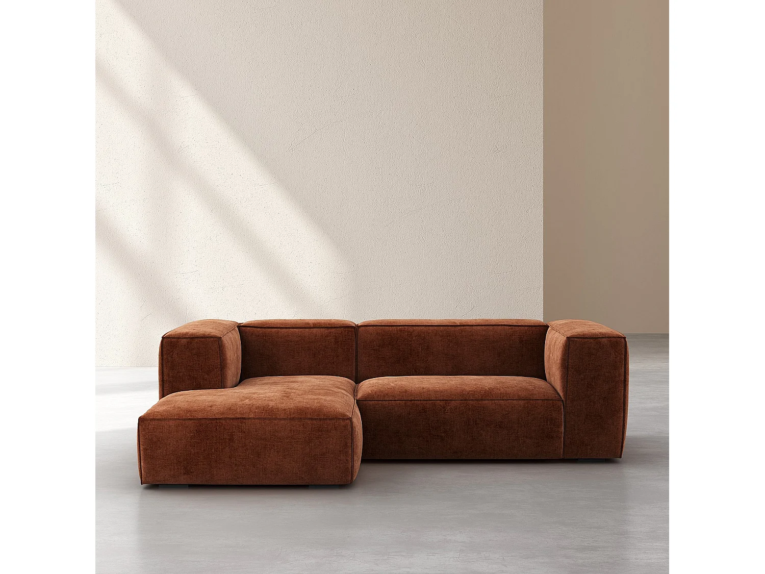 Canapé d'angle gauche en tissu Kumal - Terracotta
