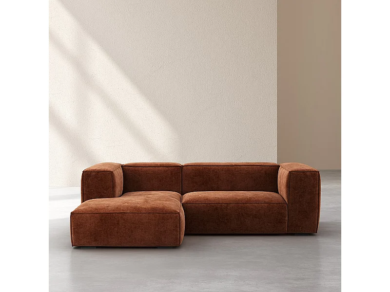 Habitat - Canapé d'angle gauche en tissu Kumal - Terracotta - Edwin