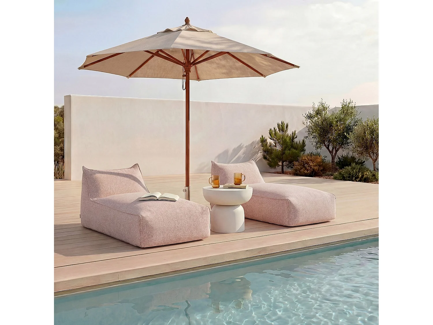 Bain de soleil en tissu déperlant - Rose argile