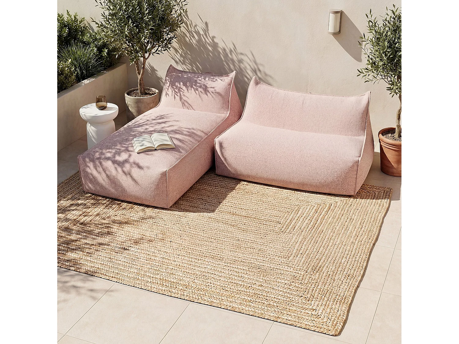 Bain de soleil en tissu déperlant - Rose argile