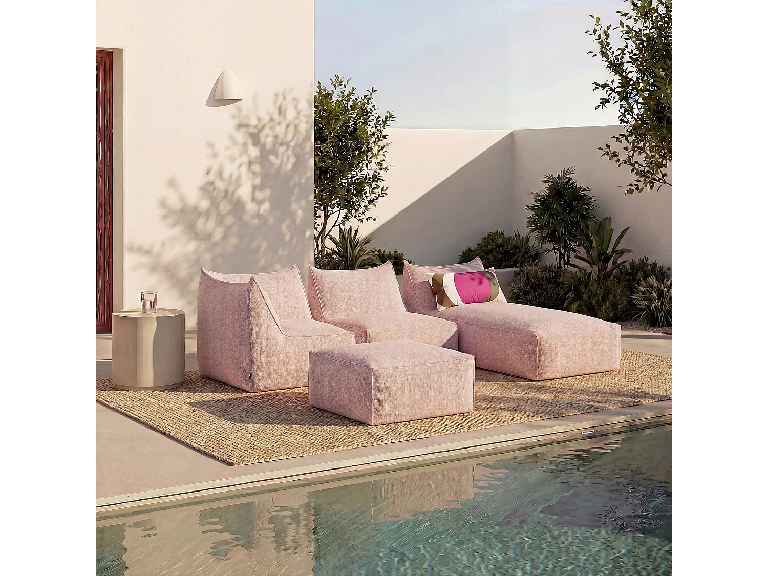 Bain de soleil en tissu déperlant - Rose argile