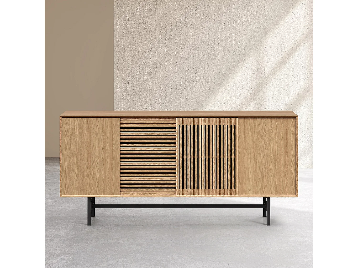 Buffet bas 4 portes en chêne - Naturel - Design by Céline Mognon Fichet