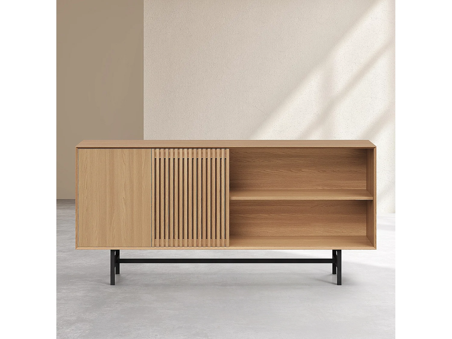 Buffet bas 4 portes en chêne - Naturel - Design by Céline Mognon Fichet