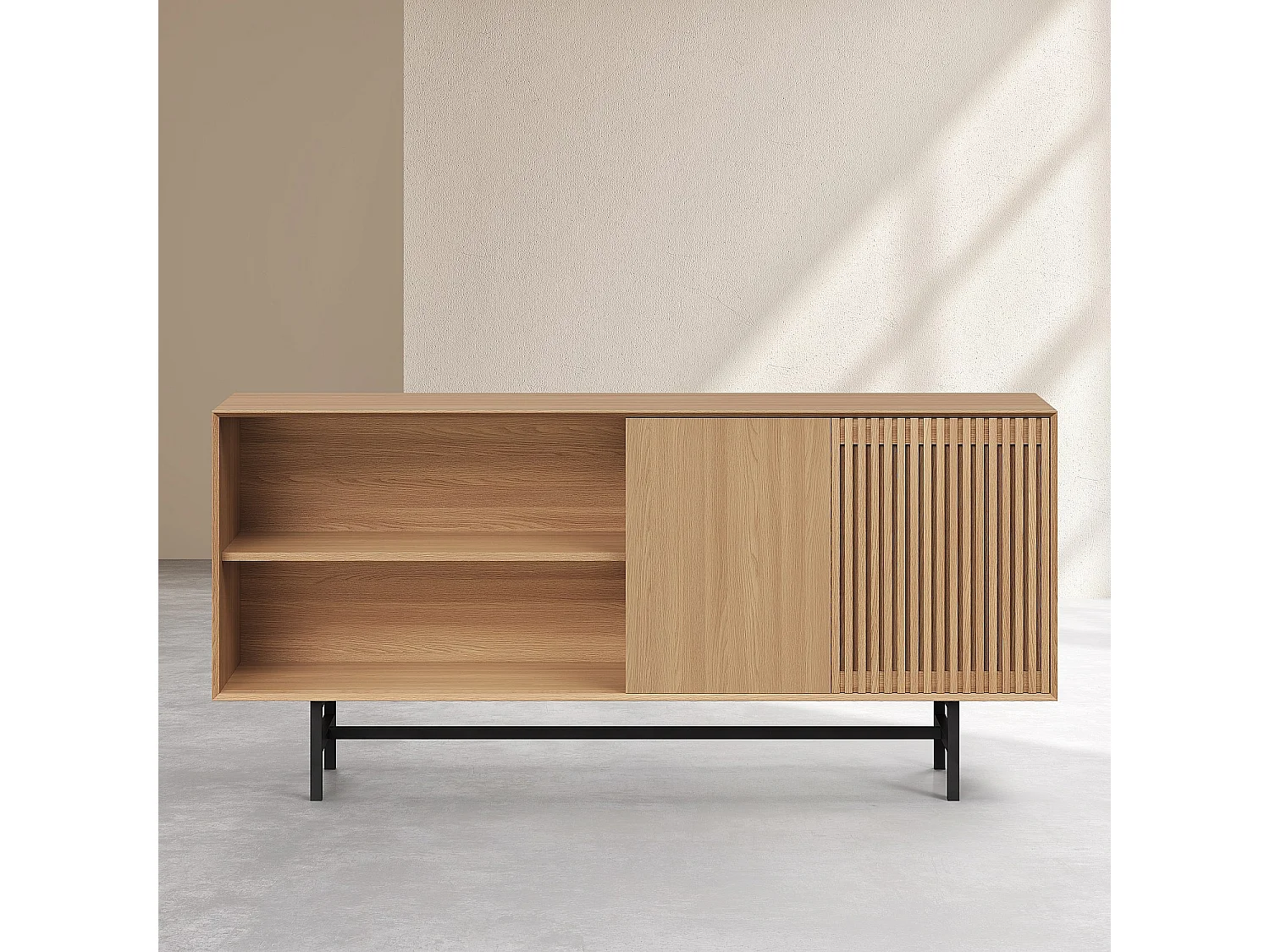 Buffet bas 4 portes en chêne - Naturel - Design by Céline Mognon Fichet