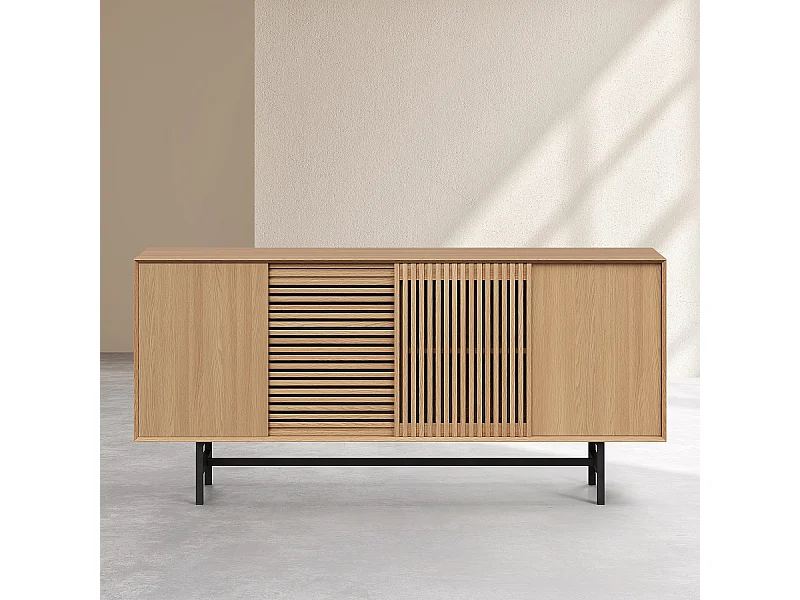 Habitat - Buffet bas 4 portes en chêne - Naturel - Design by Céline Mognon Fichet - Elya