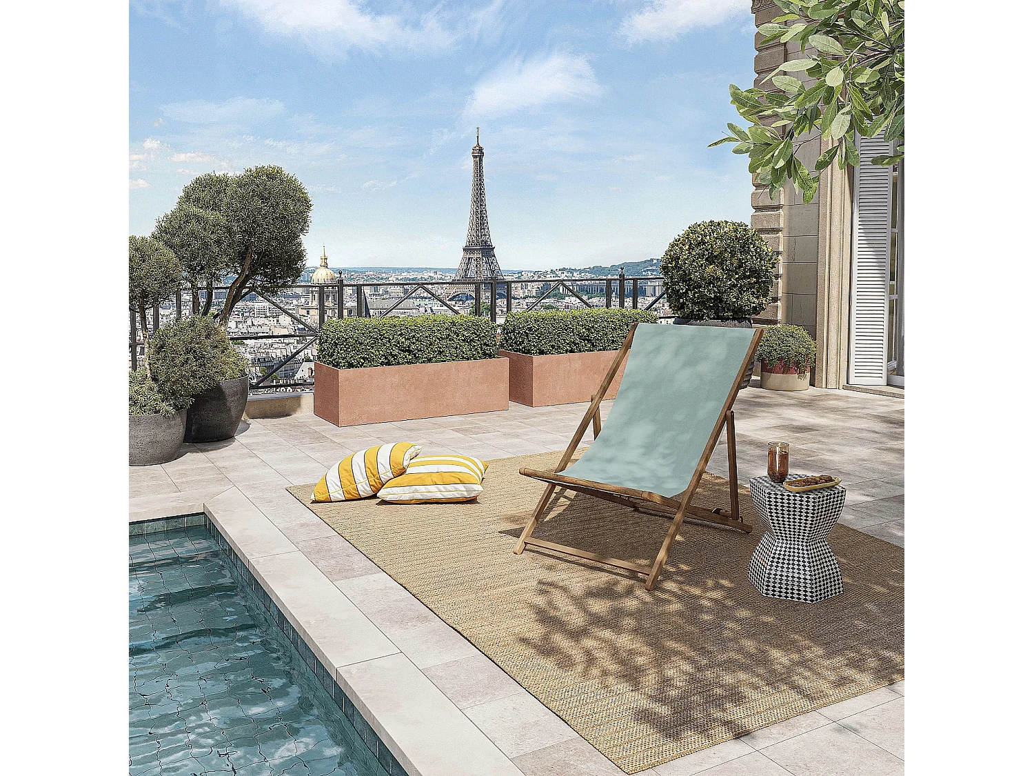 Habitat - Chilienne en chêne et toile en coton - Vert céladon - Maui