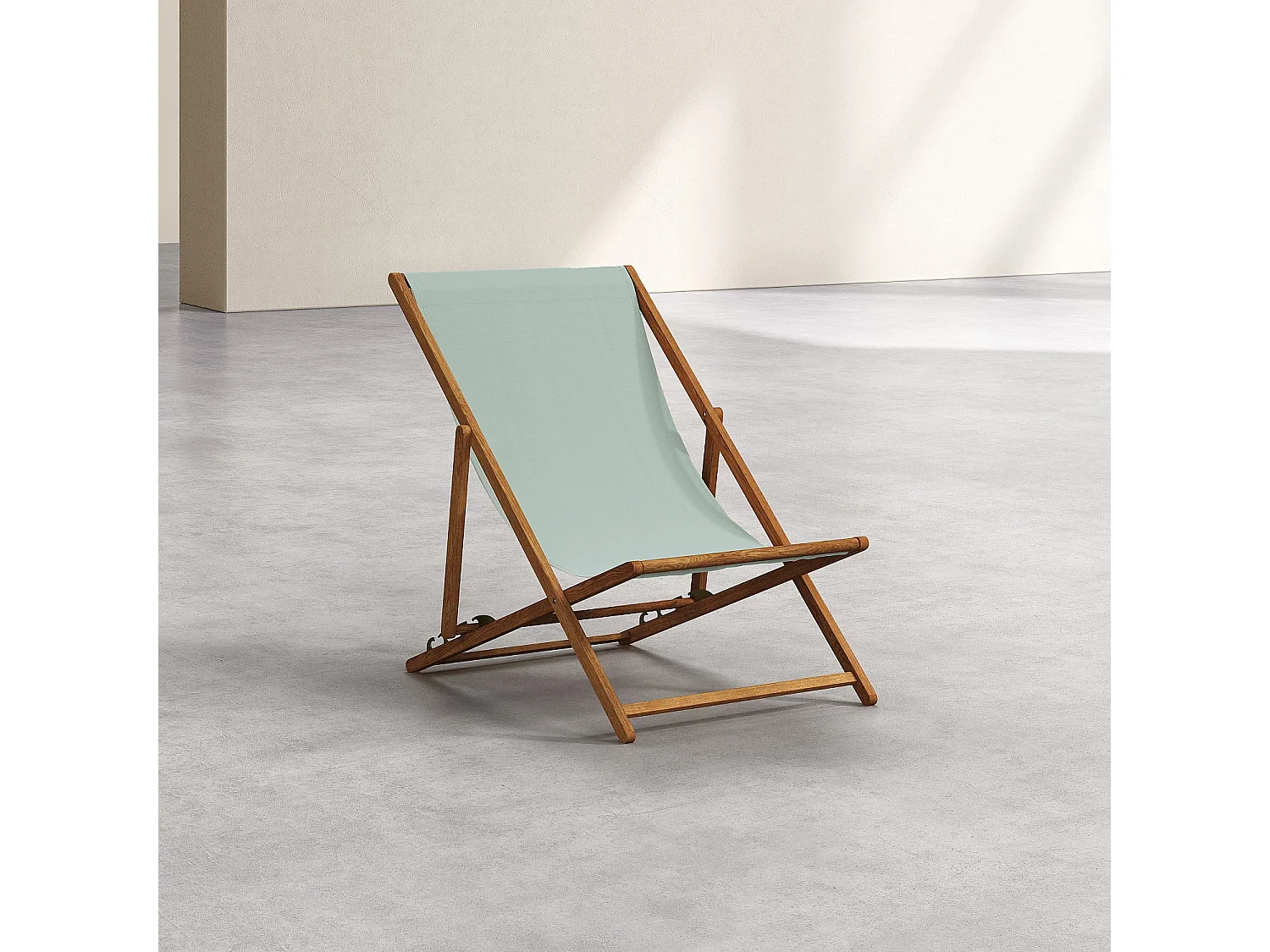 Chilienne en chêne et toile en coton - Vert céladon