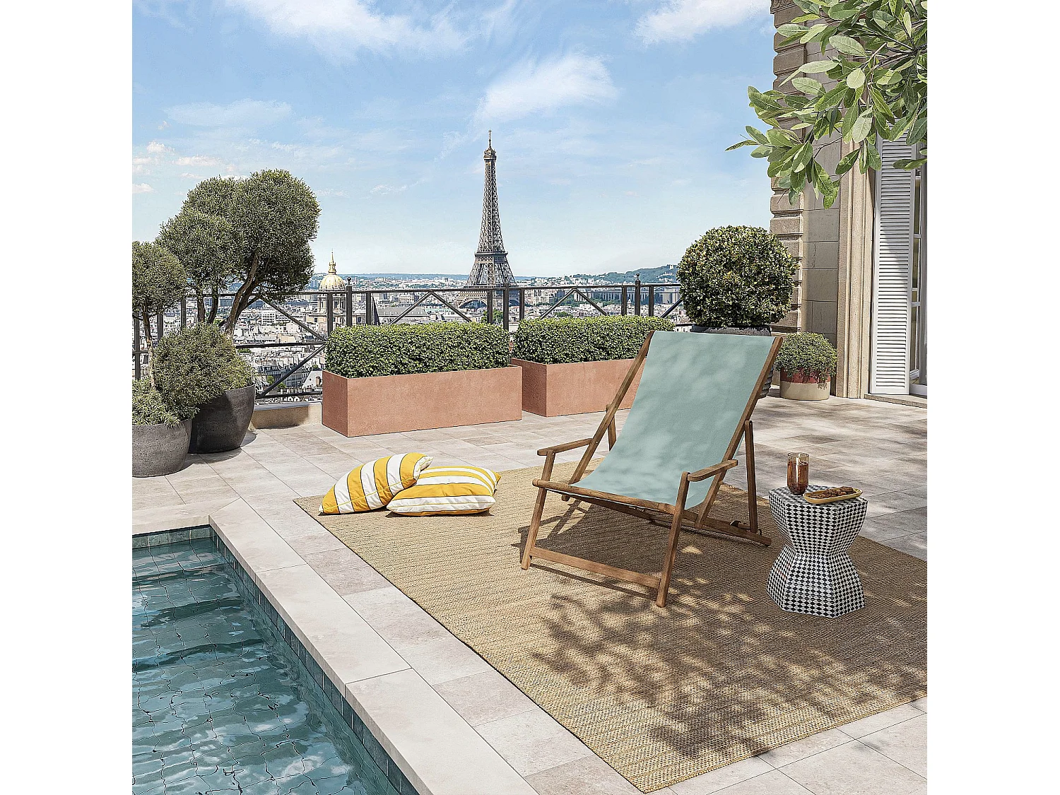 Habitat - Chilienne avec accoudoirs en chêne et toile en coton - Vert céladon - Maui