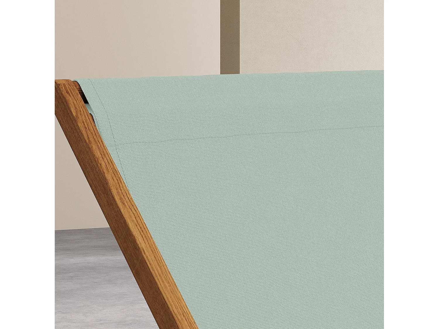 Chilienne avec accoudoirs en chêne et toile en coton - Vert céladon