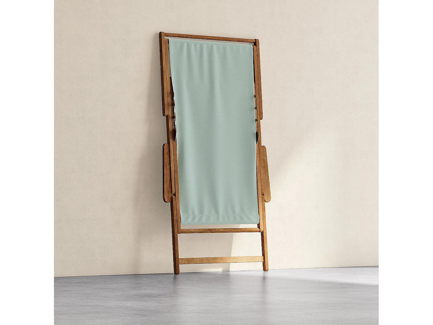 Chilienne avec accoudoirs en chêne et toile en coton - Vert céladon