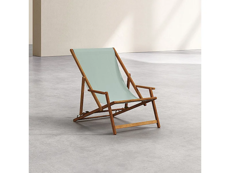 Habitat - Chilienne avec accoudoirs en chêne et toile en coton - Vert céladon - Maui