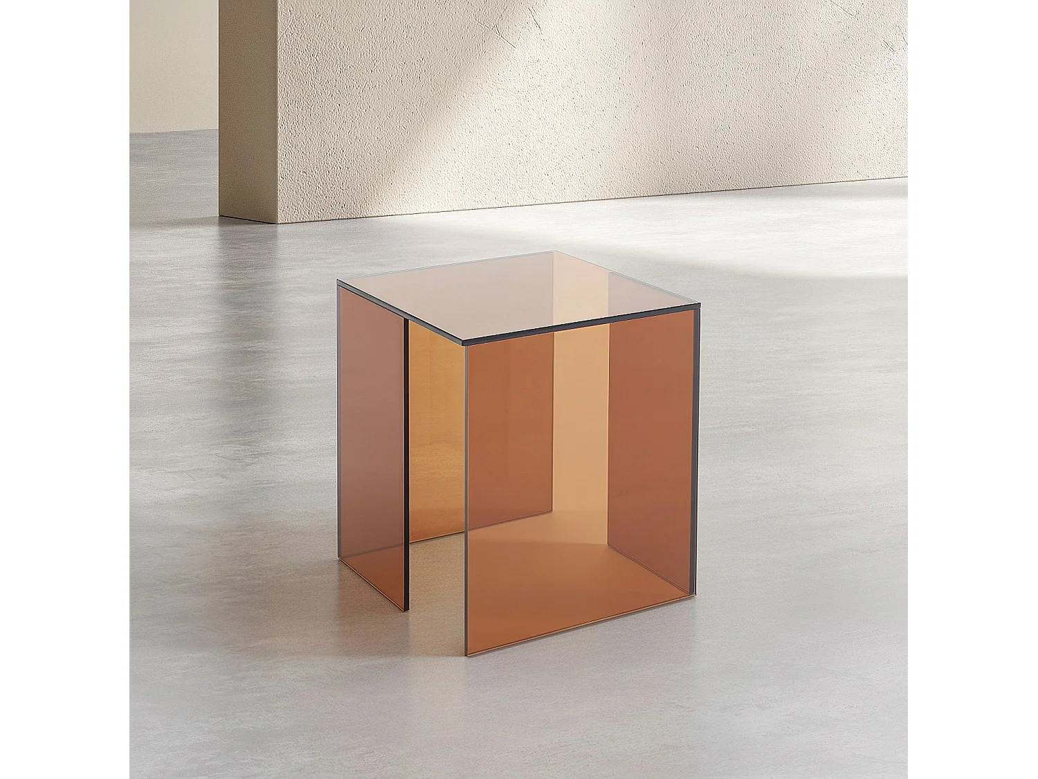 Table d'appoint en verre trempé - Marron ambré - Design by Céline Mognon Fichet