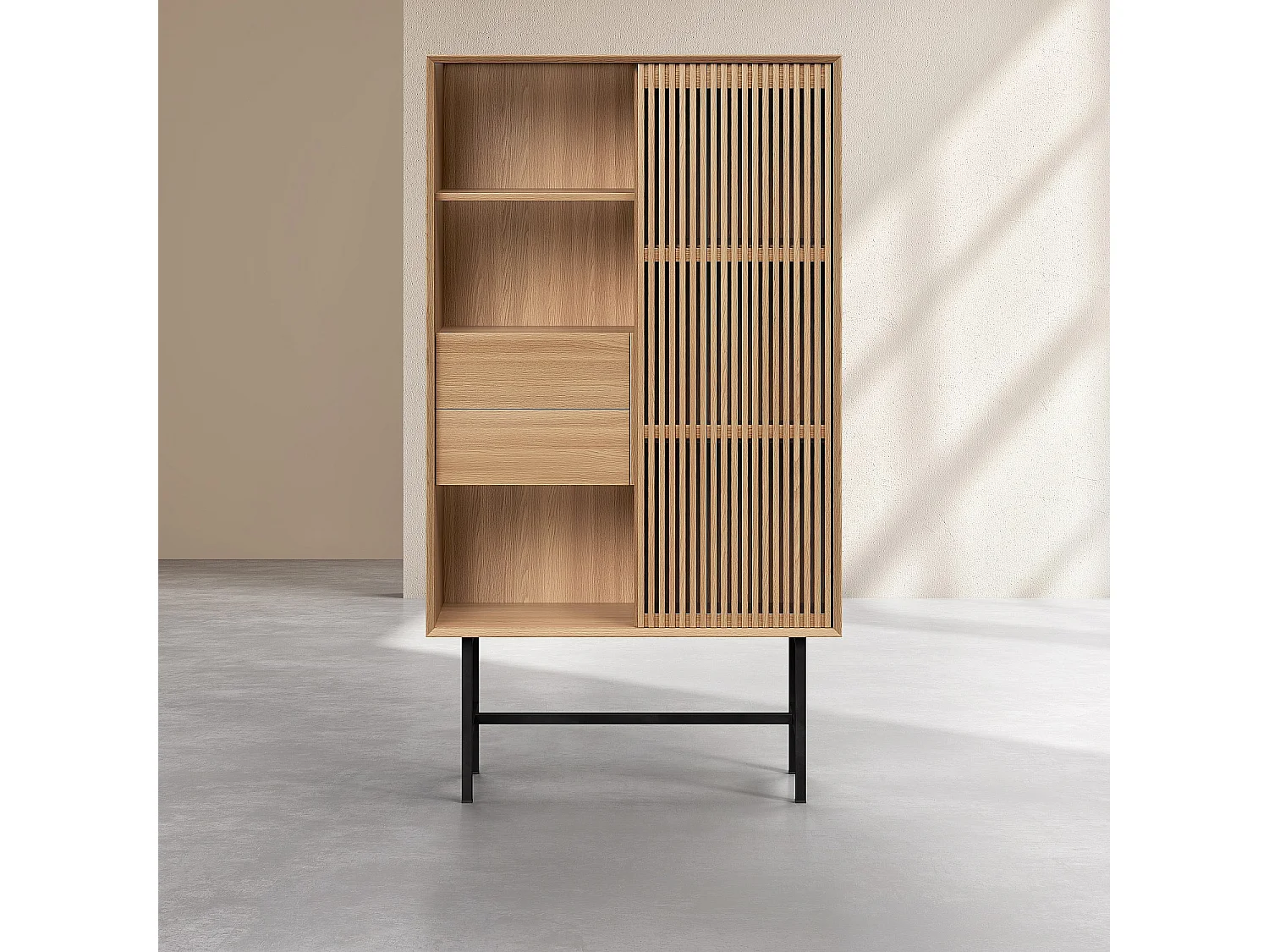 Buffet haut 1 porte et 2 tiroirs en chêne - Naturel - Design by Céline Mognon Fichet