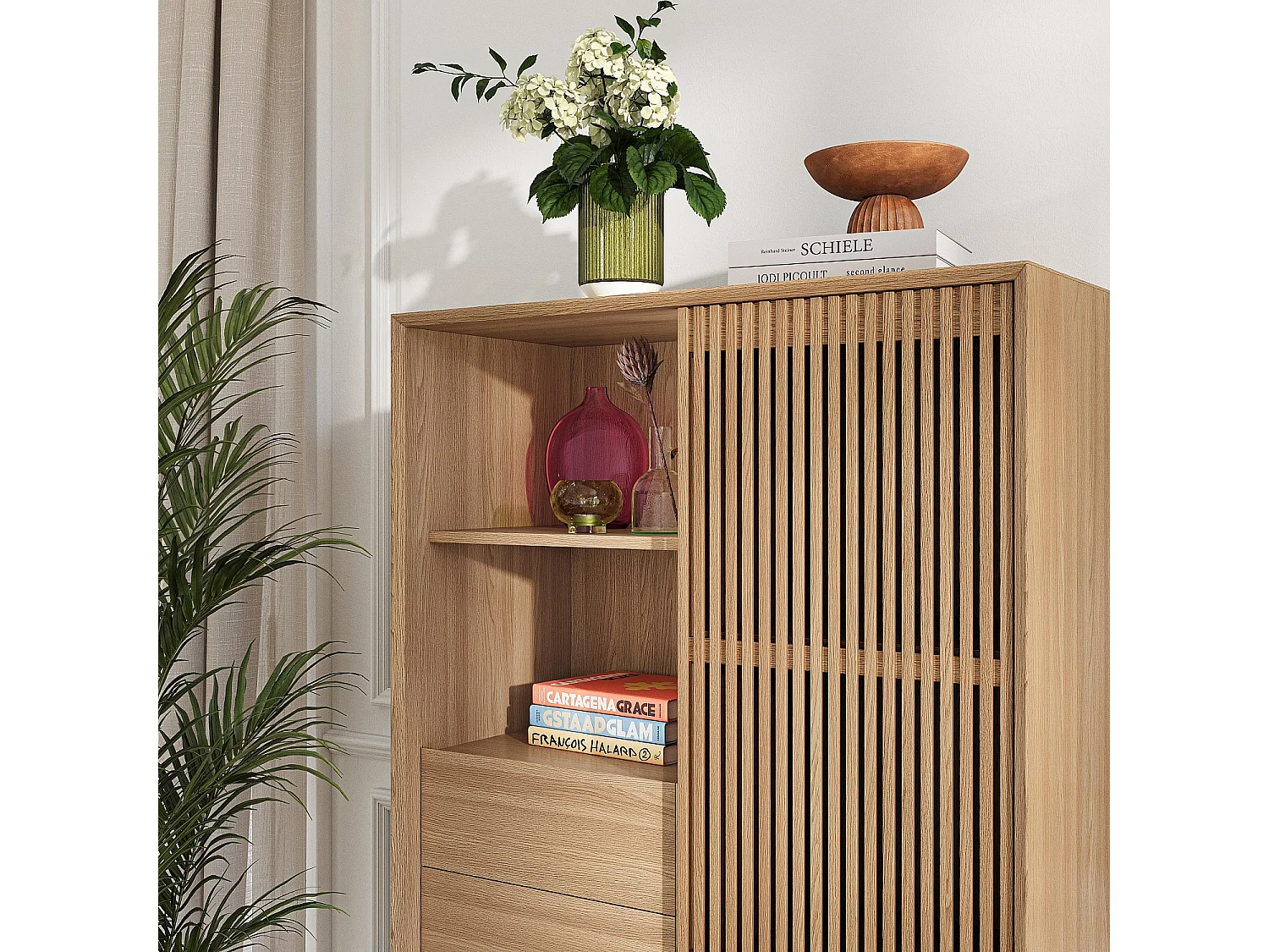 Buffet haut 1 porte et 2 tiroirs en chêne - Naturel - Design by Céline Mognon Fichet