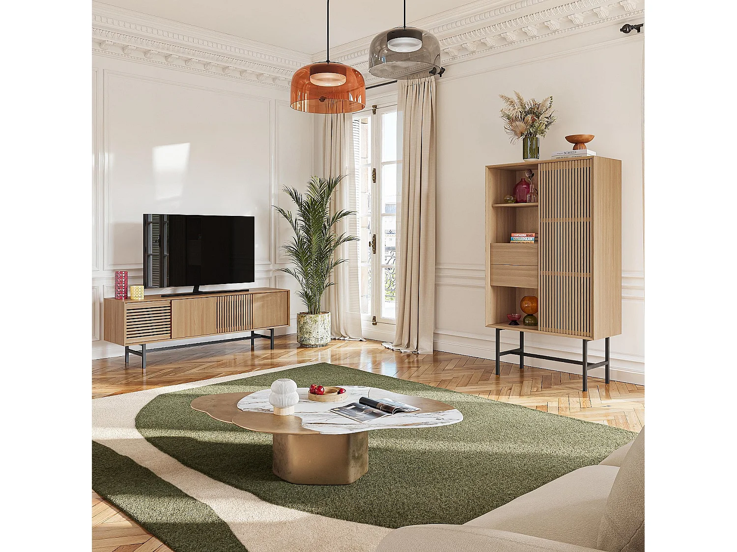 Buffet haut 1 porte et 2 tiroirs en chêne - Naturel - Design by Céline Mognon Fichet