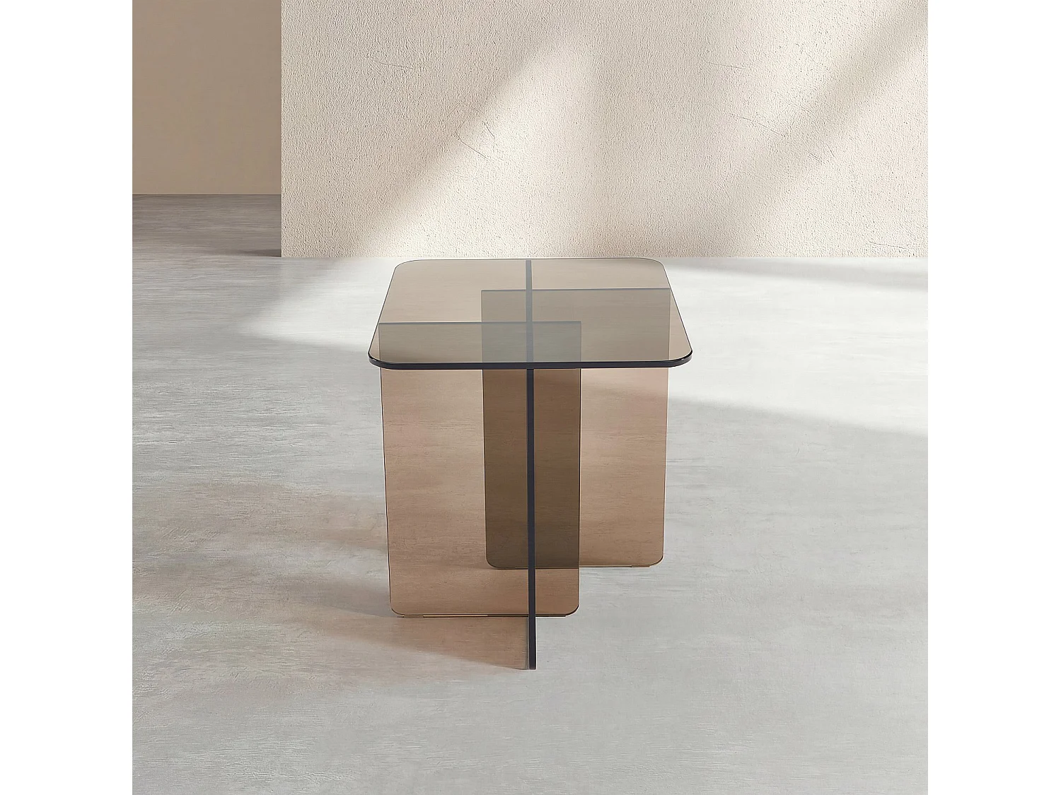 Table d'appoint en verre trempé - Brun cendré - Design by Céline Mognon Fichet