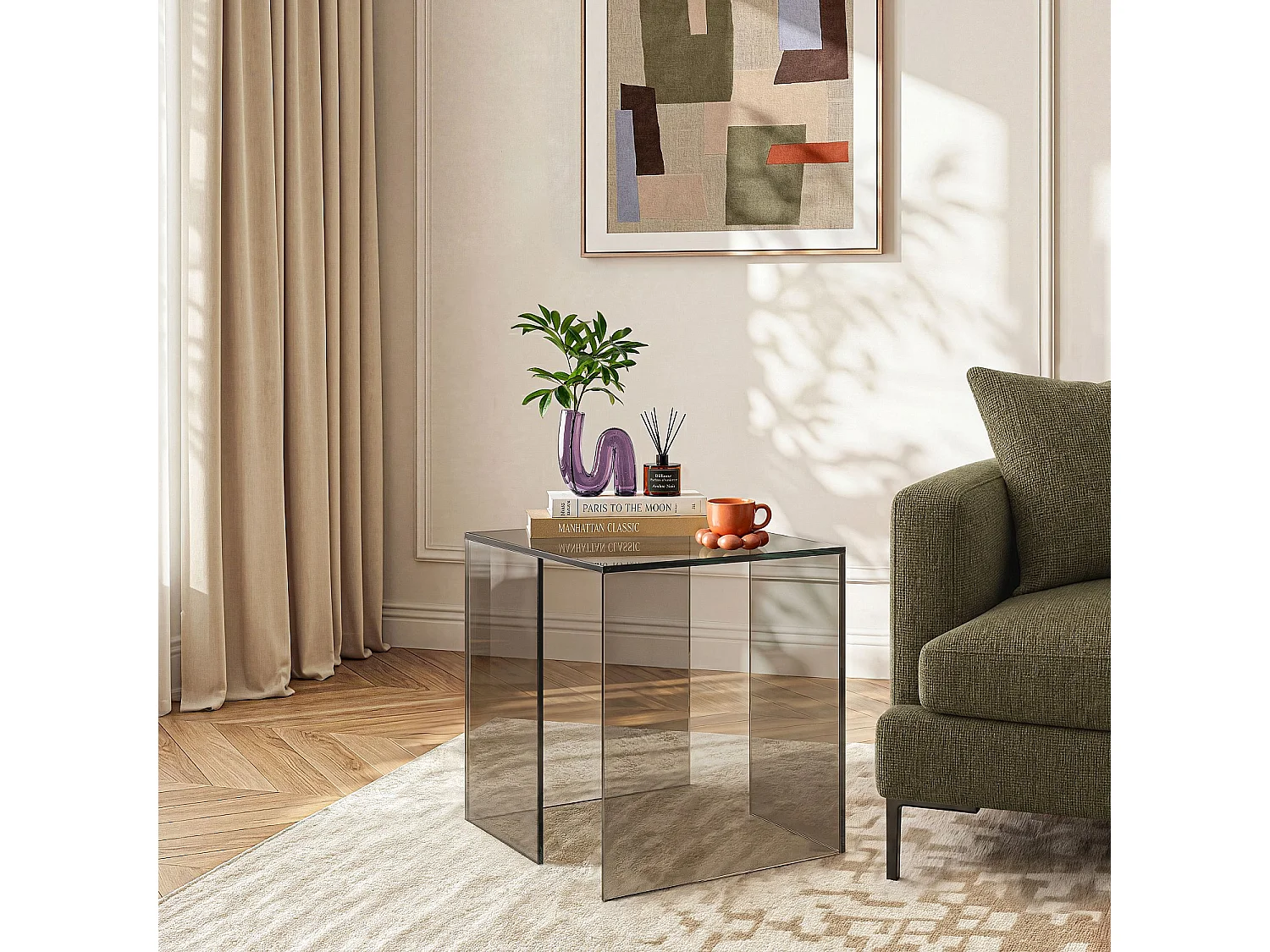 Habitat - Table d'appoint en verre trempé - Brun cendré - Design by Céline Mognon Fichet ALYSSA
