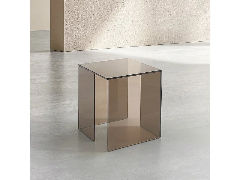 Habitat - Table d'appoint en verre trempé - Brun cendré - Design by Céline Mognon Fichet - Alyssa