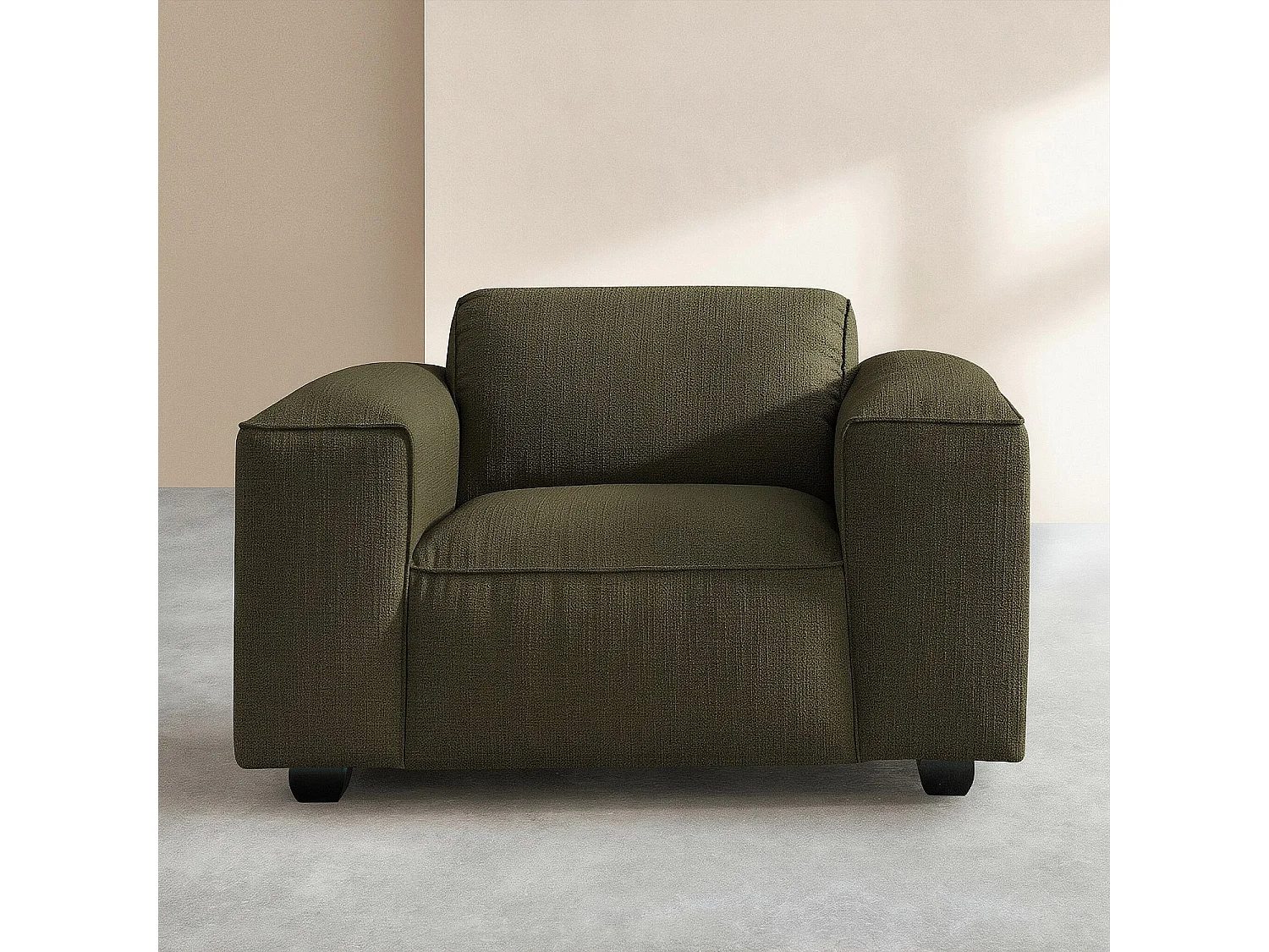 Habitat - Fauteuil en tissu bouclette courte Mira - Vert sapin - Posada II