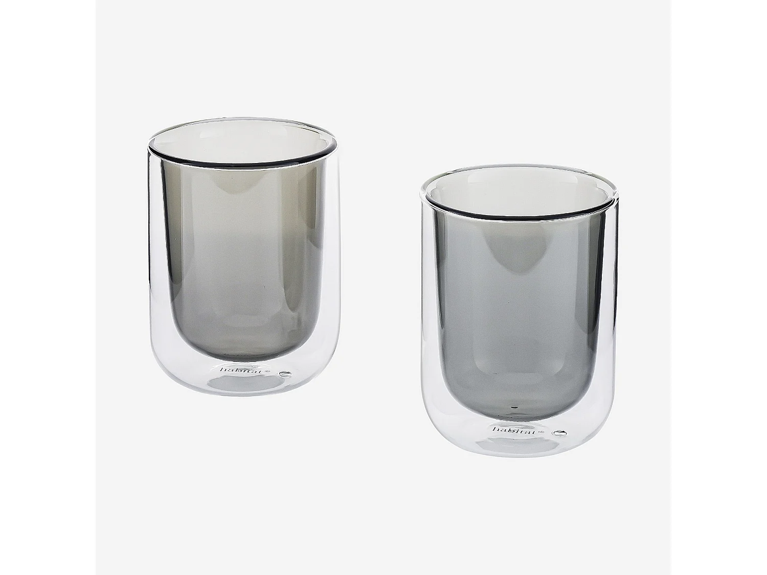 Lot de 2 tasses double paroi en verre - 20 cl  - Gris