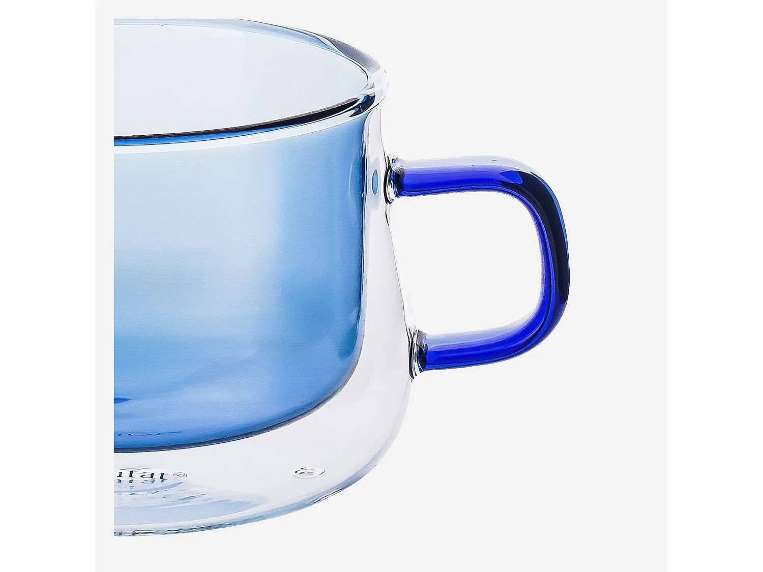 Lot de 2 tasses double paroi en verre avec anse  - 22 cl - Bleu
