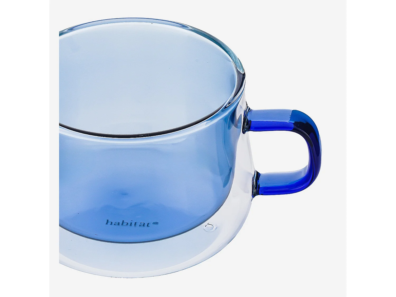 Lot de 2 tasses double paroi en verre avec anse  - 22 cl - Bleu