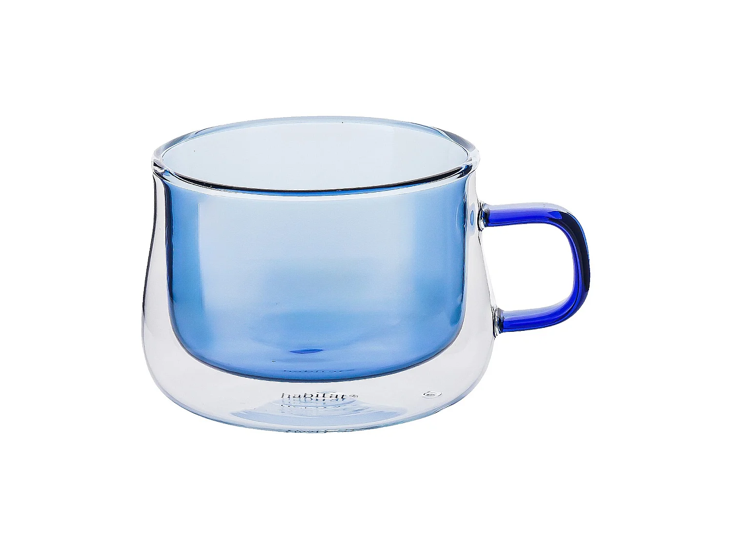 Habitat - Lot de 2 tasses double paroi en verre avec anse  - 22 cl - Bleu - Ambra