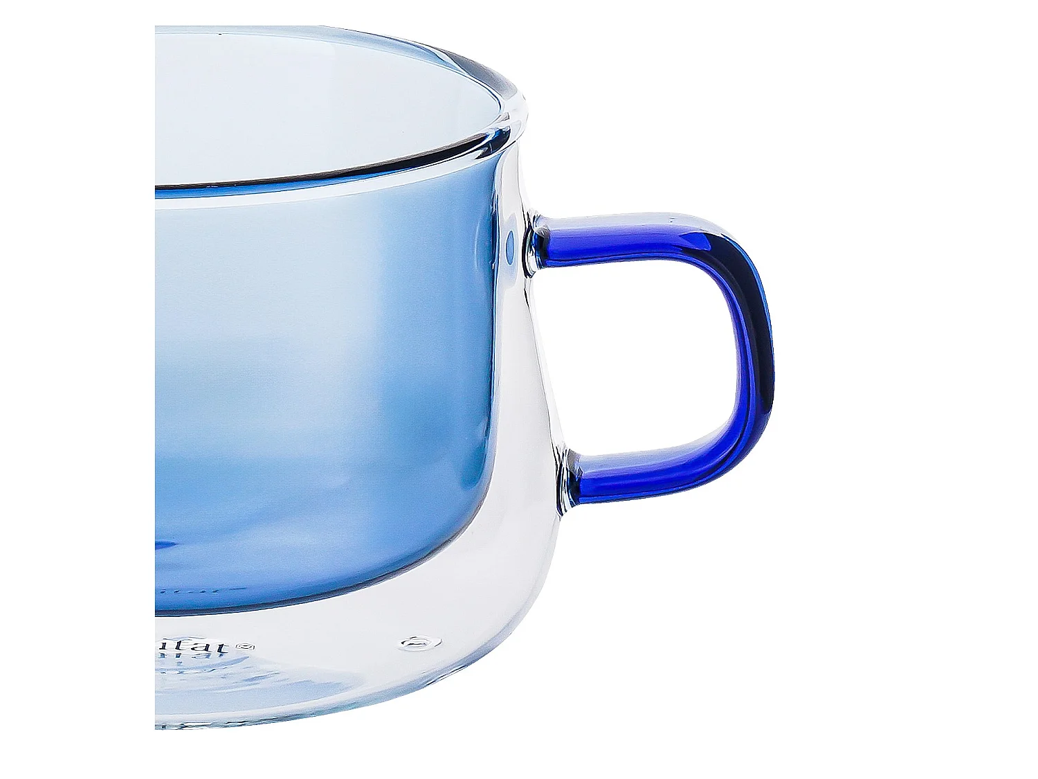 Habitat - Lot de 2 tasses double paroi en verre avec anse  - 22 cl - Bleu - Ambra
