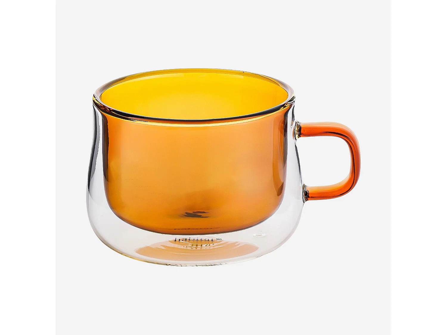 Lot de 2 tasses double paroi en verre avec anse - 22 cl - Orange