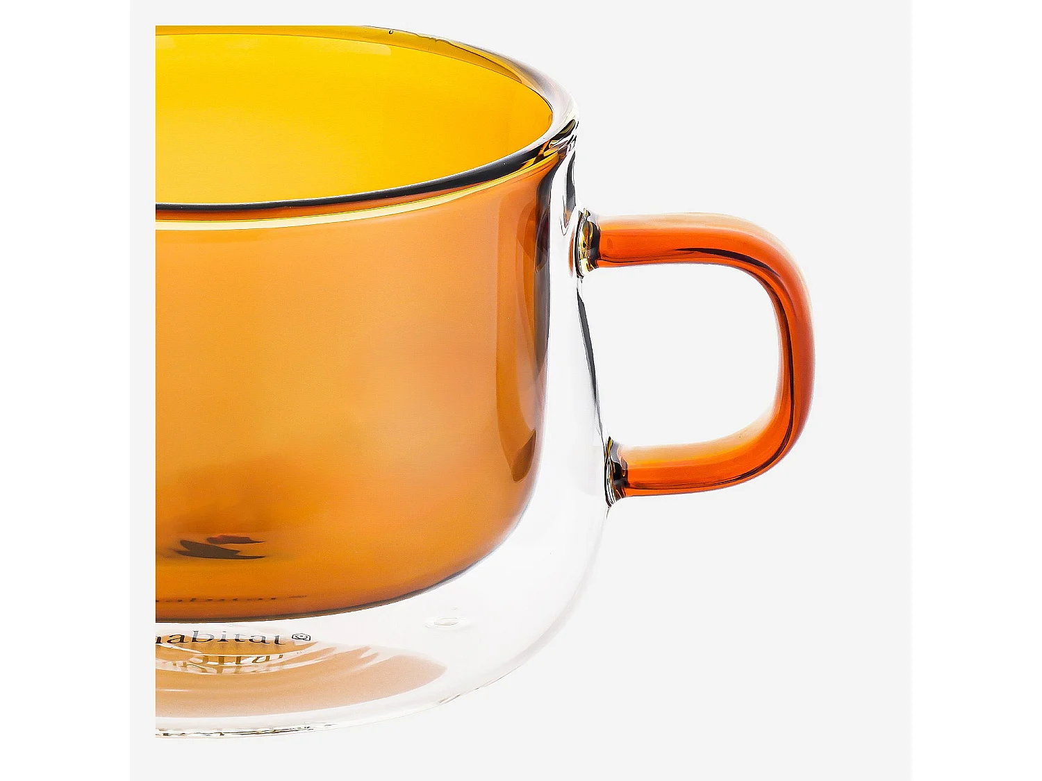 Lot de 2 tasses double paroi en verre avec anse - 22 cl - Orange