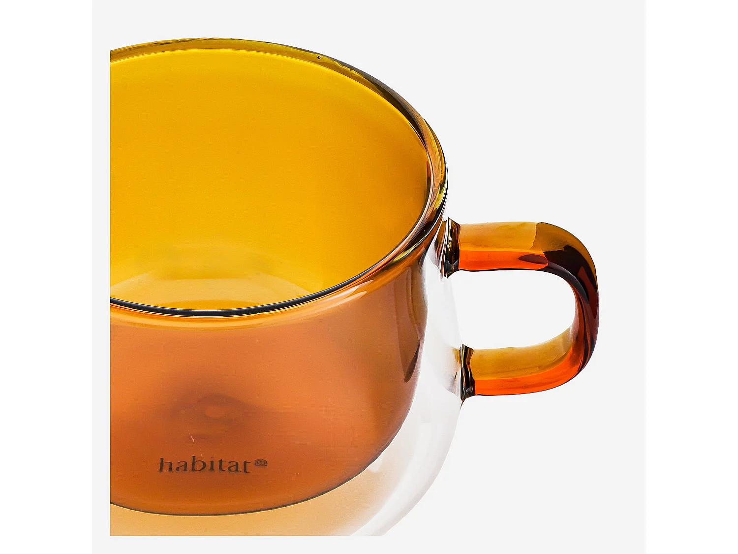 Lot de 2 tasses double paroi en verre avec anse - 22 cl - Orange