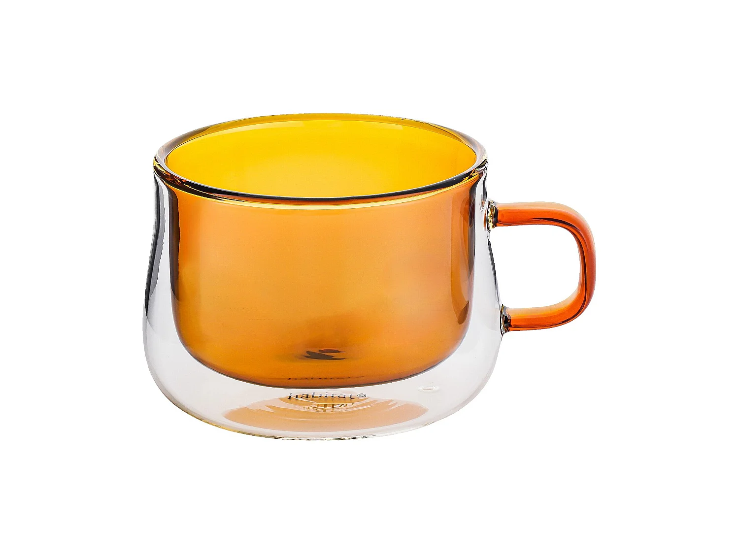 Habitat - Lot de 2 tasses double paroi en verre avec anse - 22 cl - Orange - Ambra