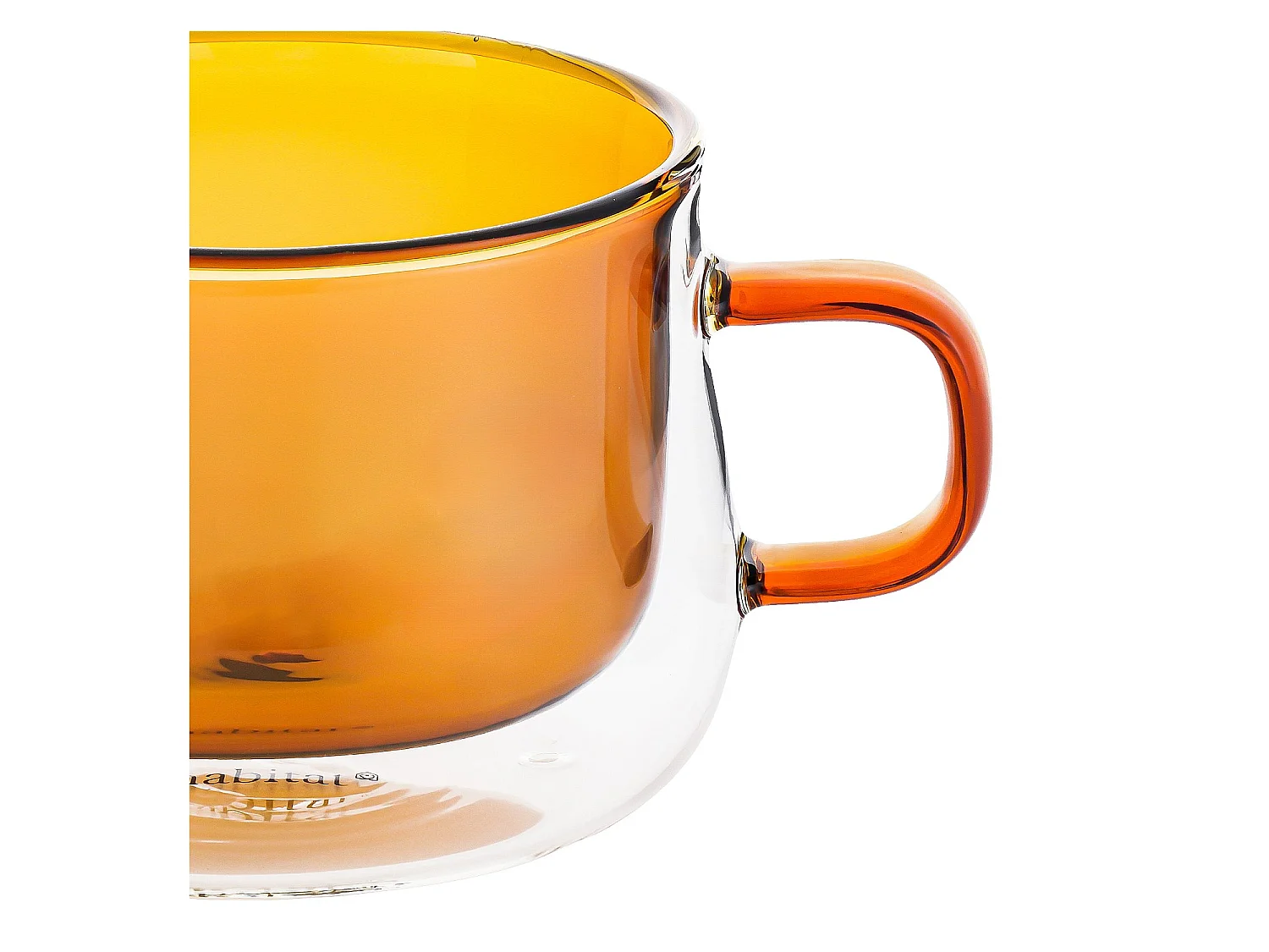 Habitat - Lot de 2 tasses double paroi en verre avec anse - 22 cl - Orange - Ambra