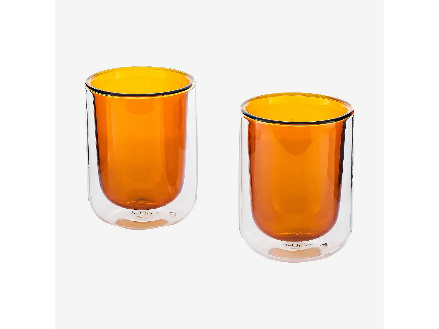 Lot de 2 tasses double paroi en verre - 20 cl  - Orange