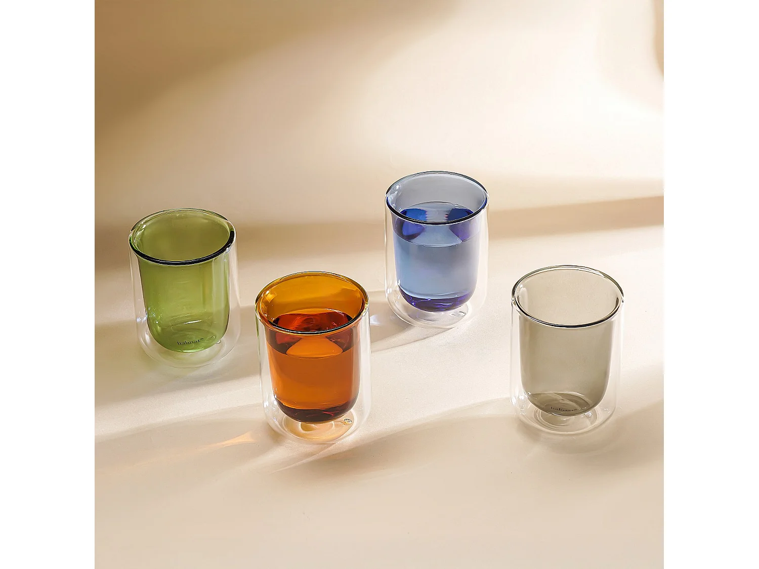 Lot de 2 tasses double paroi en verre - 20 cl  - Orange