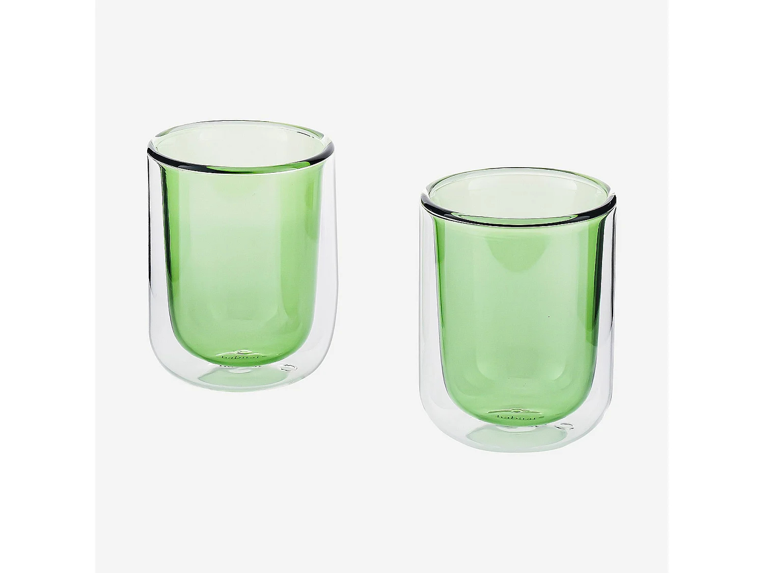 Lot de 2 tasses double paroi en verre - 20 cl  - Vert