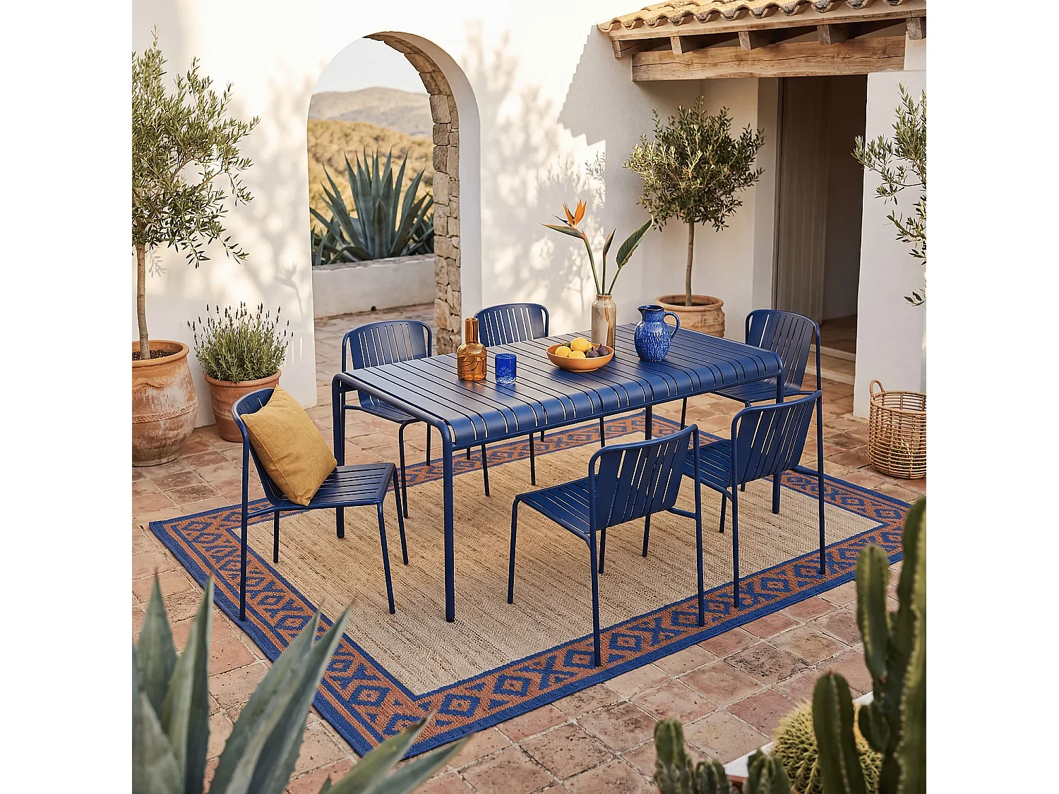 Chaise de jardin en acier - Bleu nuit