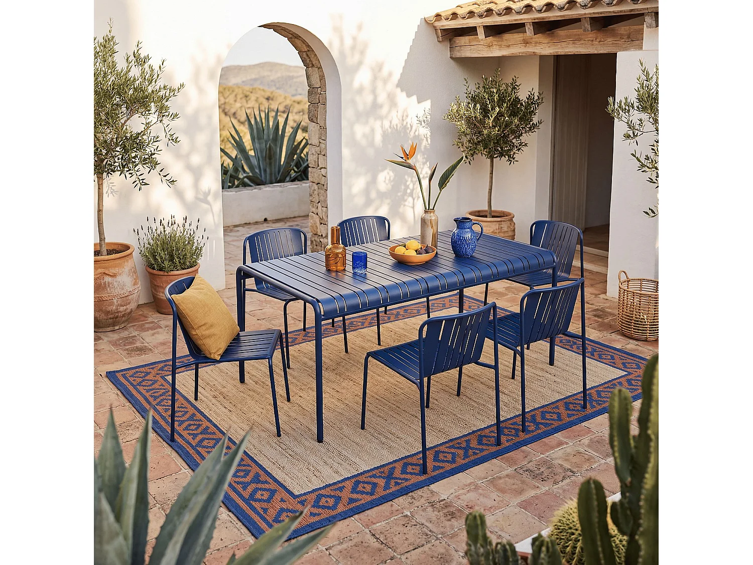 Chaise de jardin en acier - Bleu nuit