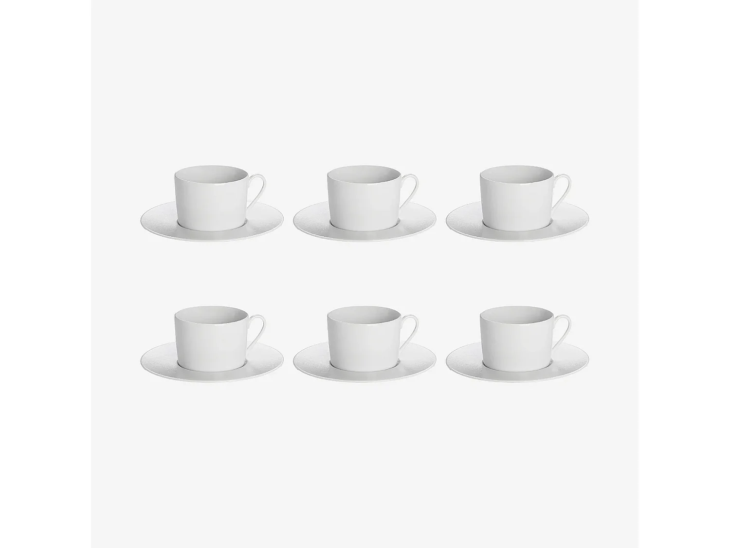 Lot de 6 tasses à café avec soucoupes en porcelaine - 12 cl - Blanc
