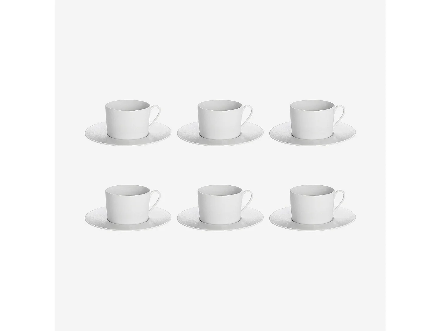 Lot de 6 tasses à café avec soucoupes en porcelaine - 12 cl - Blanc