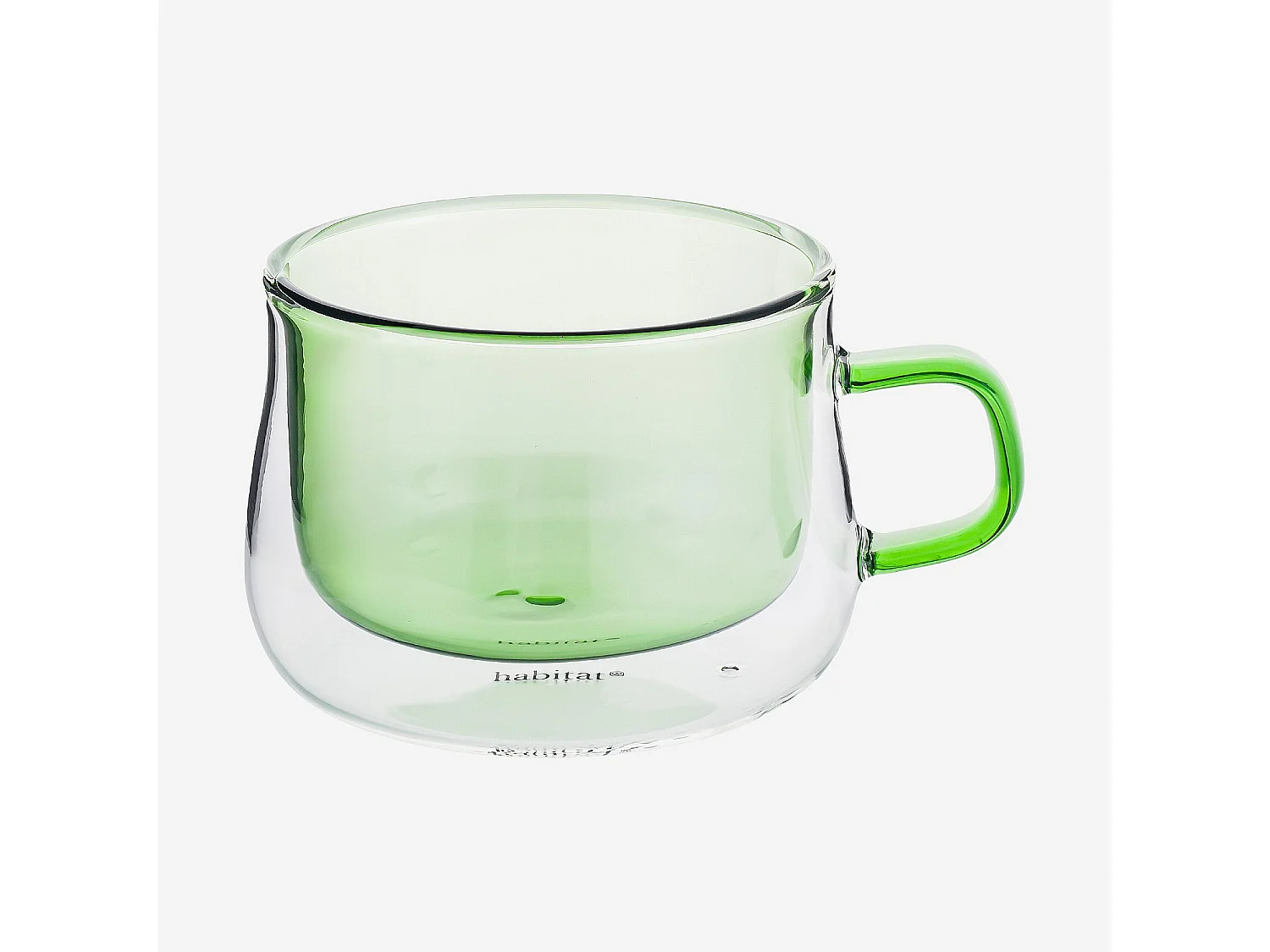 Lot de 2 tasses double paroi en verre avec anse - 22 cl - Vert