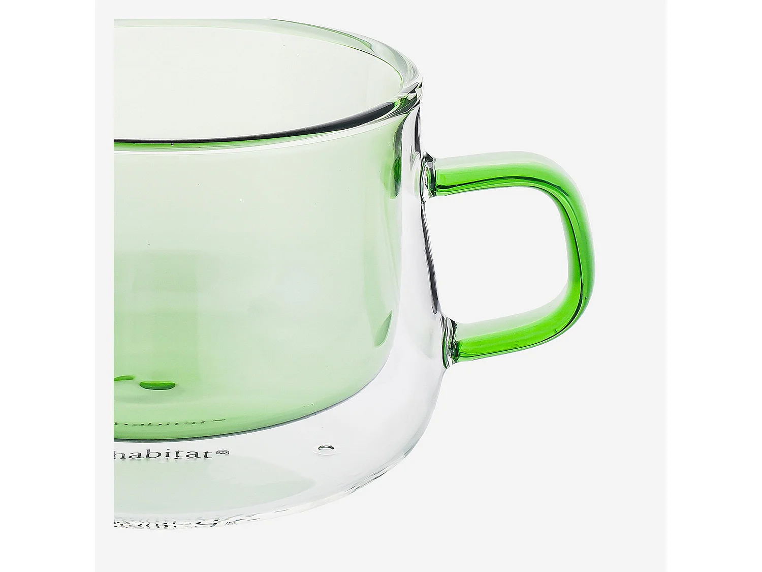 Lot de 2 tasses double paroi en verre avec anse - 22 cl - Vert