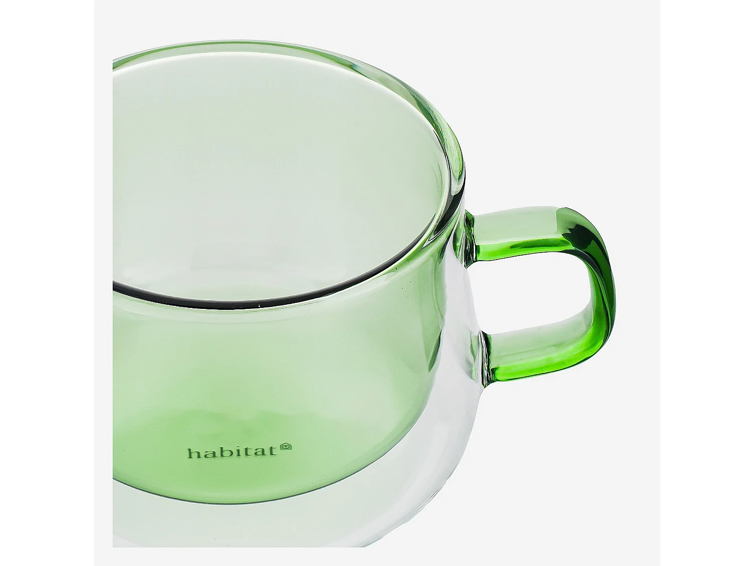 Lot de 2 tasses double paroi en verre avec anse - 22 cl - Vert