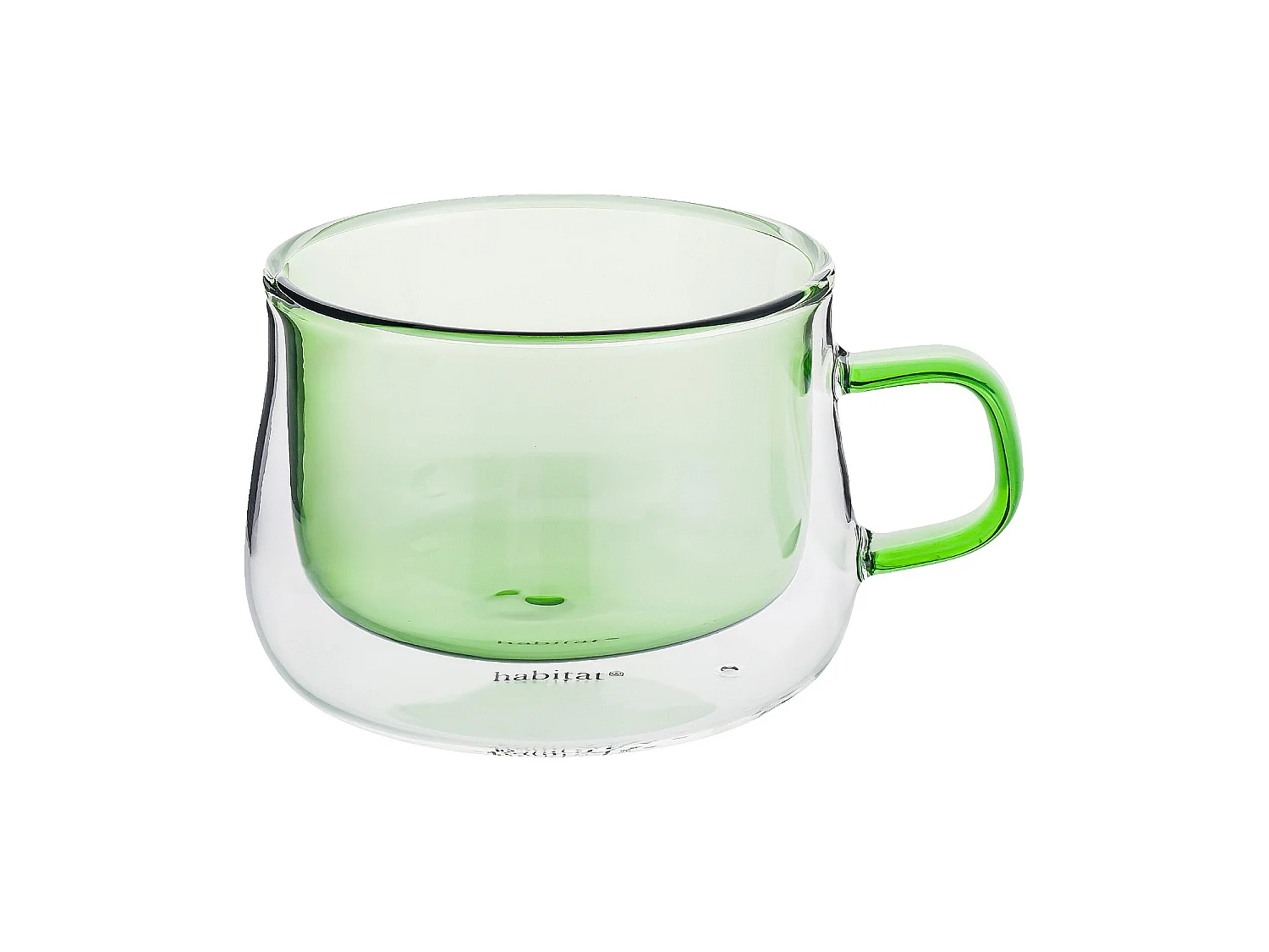 Habitat - Lot de 2 tasses double paroi en verre avec anse - 22 cl - Vert - Ambra