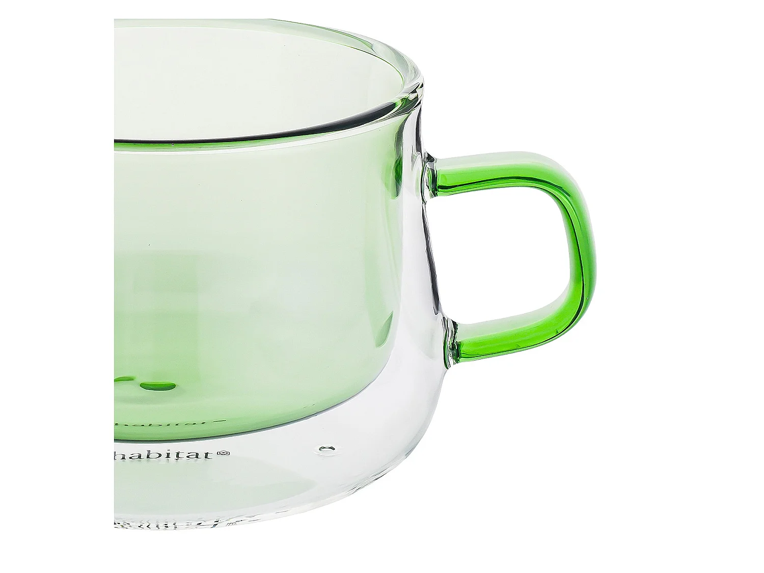 Habitat - Lot de 2 tasses double paroi en verre avec anse - 22 cl - Vert - Ambra
