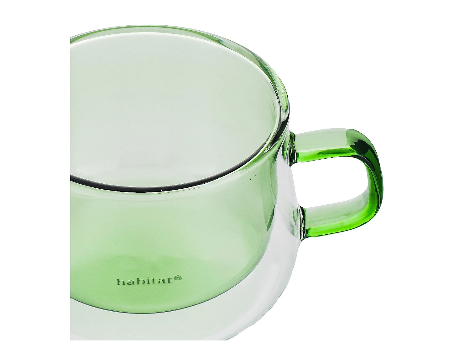 Habitat - Lot de 2 tasses double paroi en verre avec anse - 22 cl - Vert - Ambra
