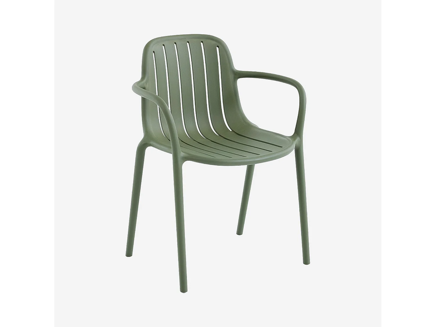 Lot de 2 chaises de jardin en polypropylène avec accoudoirs - Vert olive