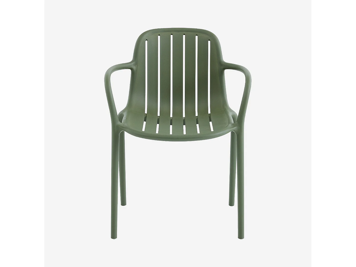 Lot de 2 chaises de jardin en polypropylène avec accoudoirs - Vert olive